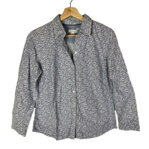 Croft & Barrow Blue & White Floral Stripe Long Sleeve Button Down XS - Picture 1 of 5
